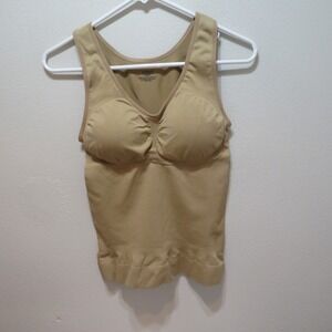 NWOT Cami Shaper by Genie Tan Nude Seamless Shapewear Tank Top XL Built In Bra